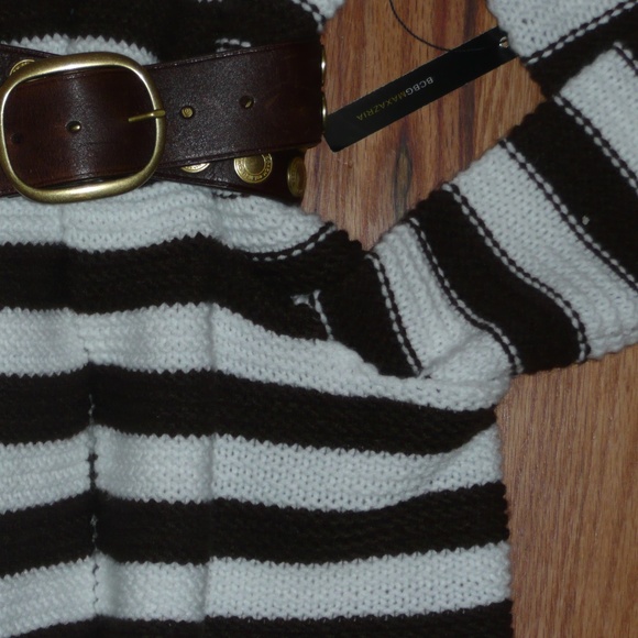 NWT BCBG Maxazria Super Soft Chai/WHT Lg Knit Striped Beach Cardigan Small - Picture 7 of 10